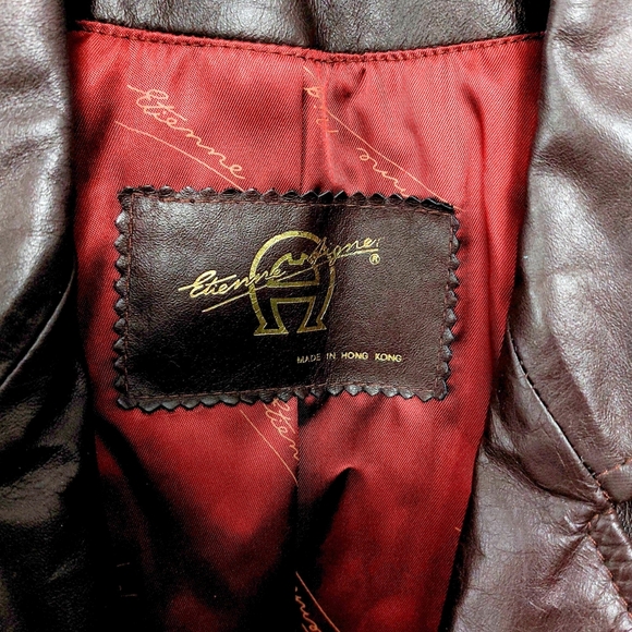 Etienne Aigner Womens Burgundy Genuine Leather Blazer Jacket Size 8 - Picture 3 of 10